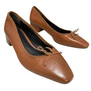 Veronica Beard Cecile Caramel Brown Block Heel Pump Shoe Size 8.5